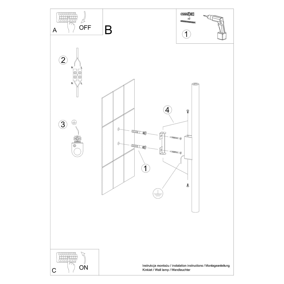 PASTELO 2 black wall light