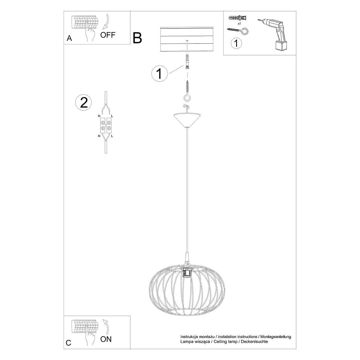 Tsuno metal hanging lamp