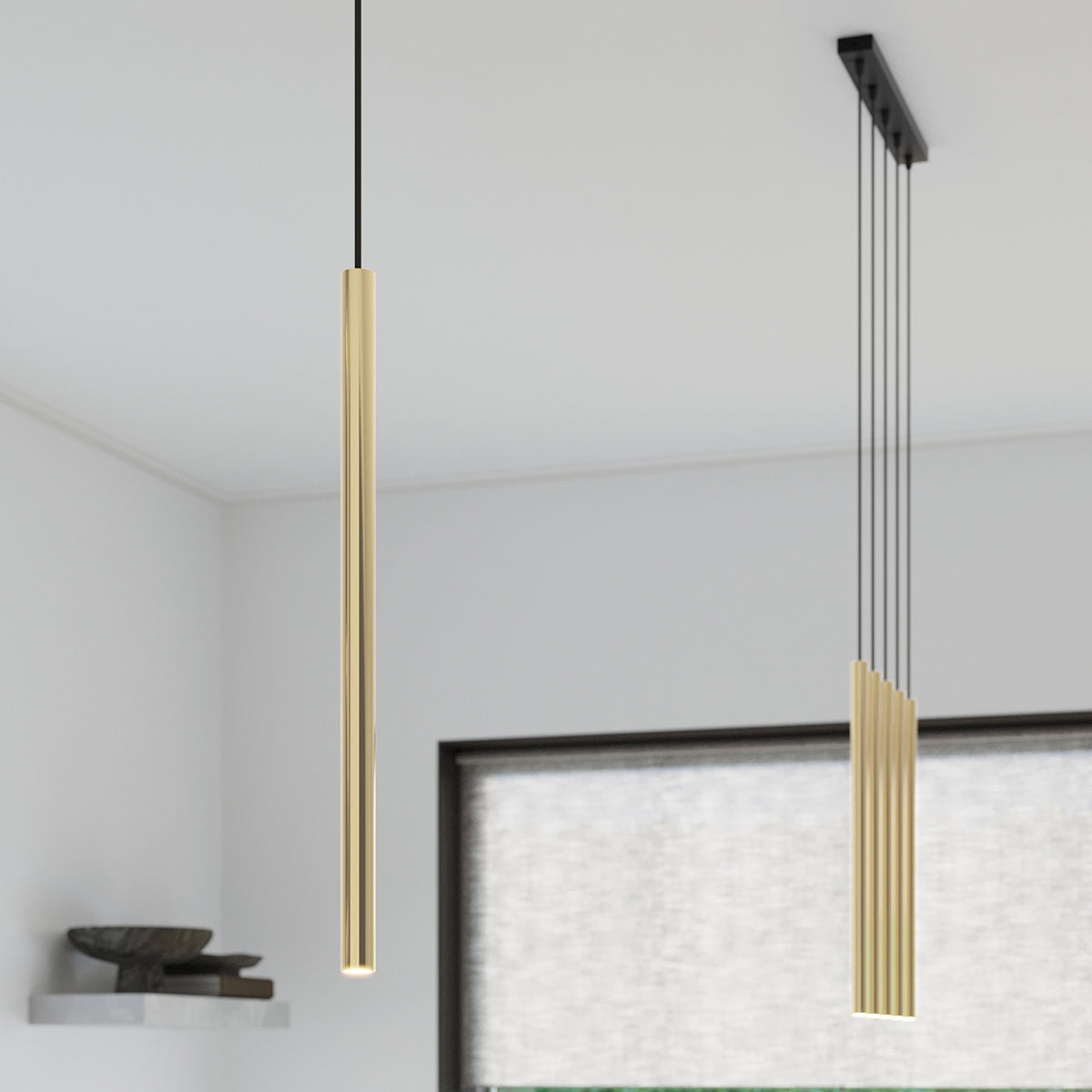 Halo 3L Polished Gold Pendant Lamp