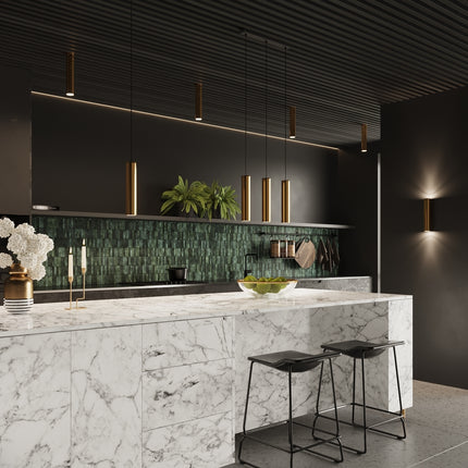 Long Cylinder Pendant Lamp 1 Polished Gold
