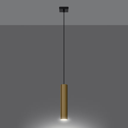 Long Cylinder Pendant Lamp 1 Polished Gold