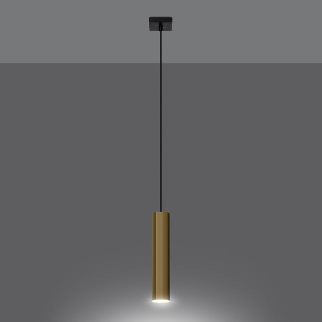 Lampe Suspendue Long Cylindre 1 or poli