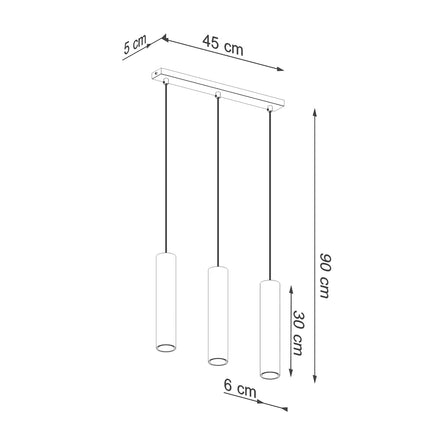 Long Cylinder Pendant Lamp 3 Polished Gold