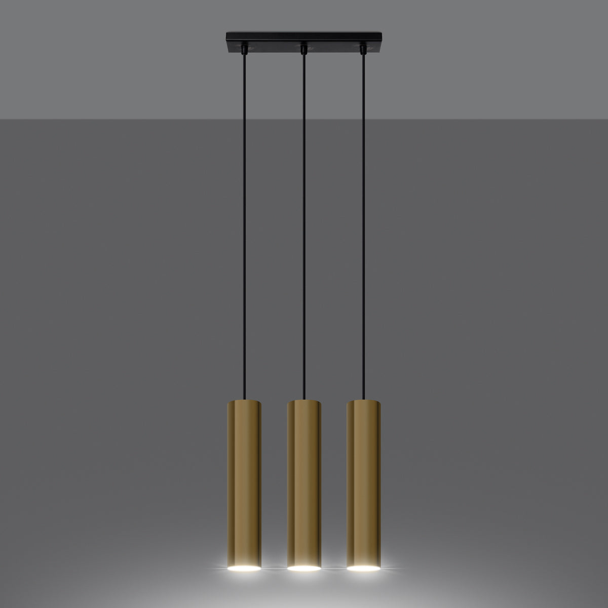 Long Cylinder Pendant Lamp 3 Polished Gold