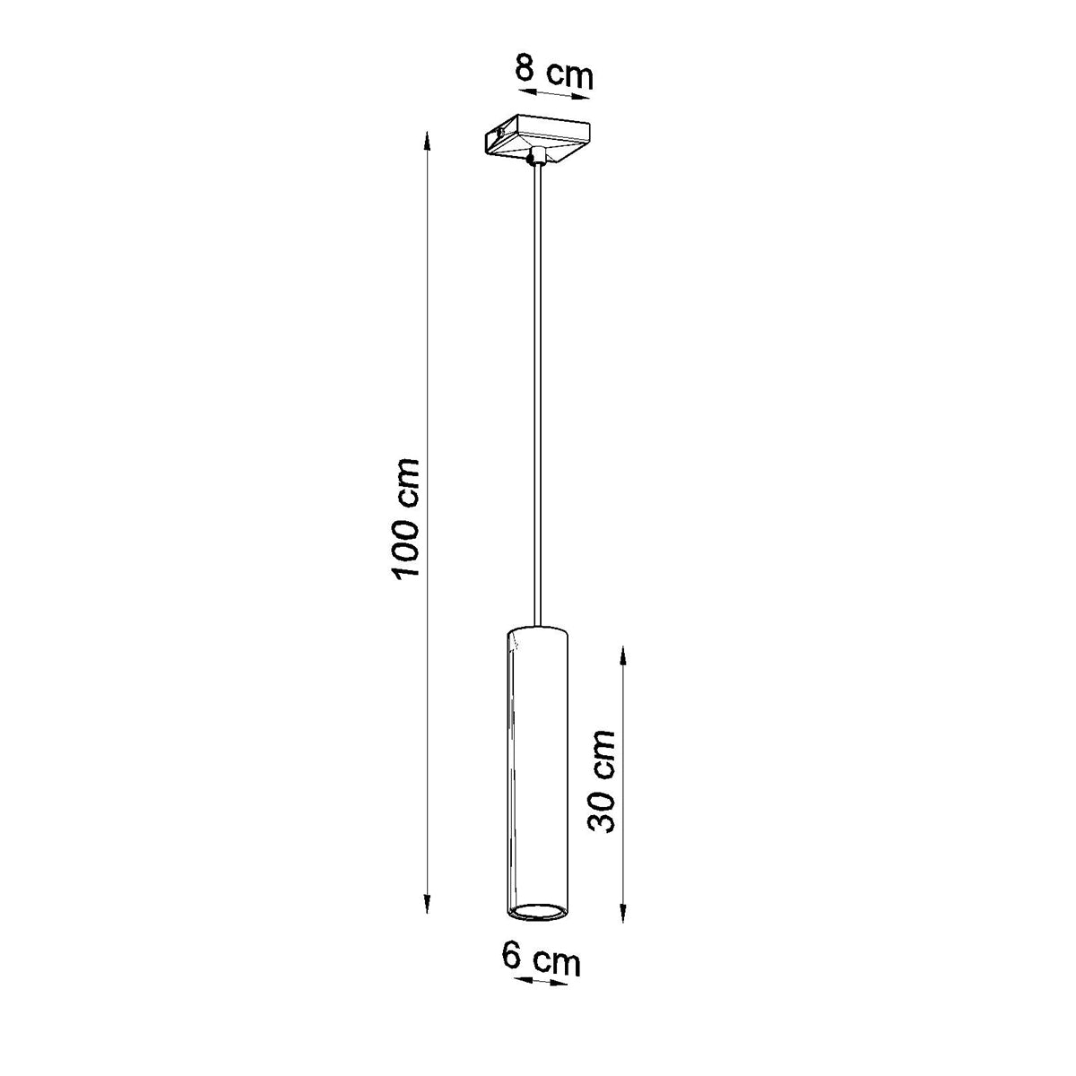 Lampe Suspendue Long Cylindre 1 chrome