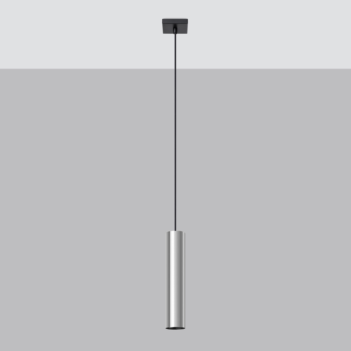 Lampe Suspendue Long Cylindre 1 chrome