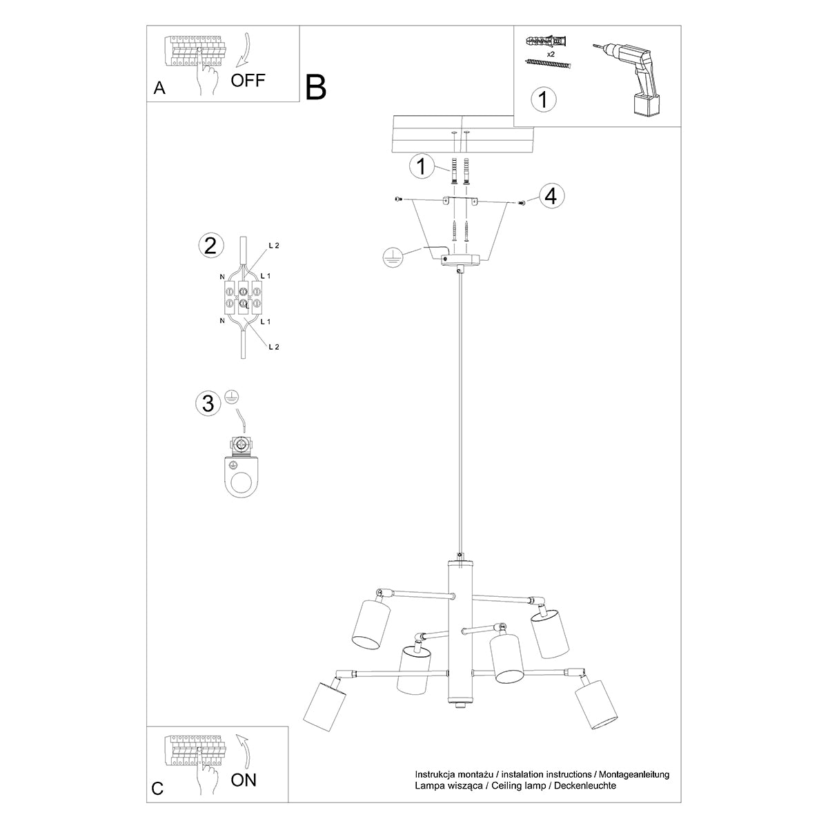 Lustre Focus Moderne 6 blanc