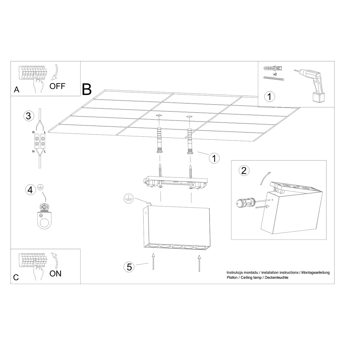 Focus Rectangular Black LED Ceiling Light