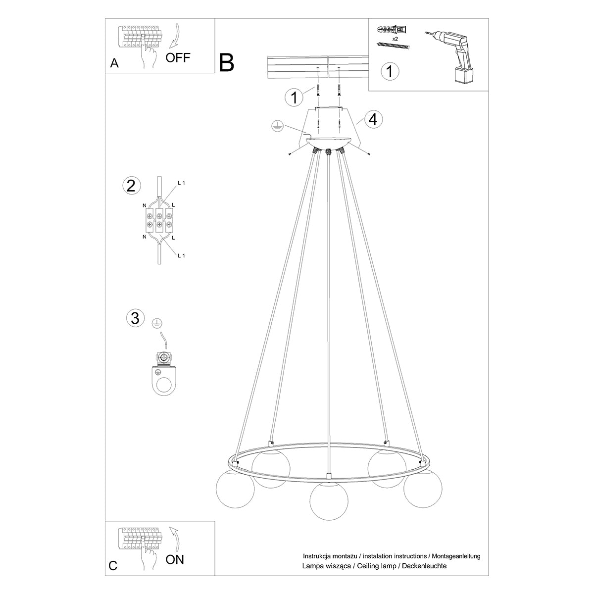 Globe Solis 5 Chandelier