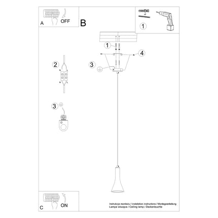 Lampe suspendue Cône Minimaliste 1 béton