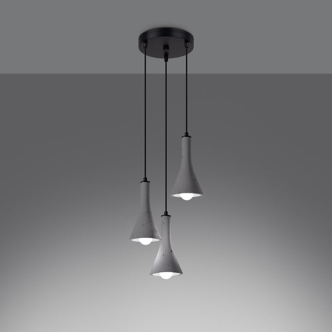 Minimalistische Pendelleuchte Cone 3P aus Beton