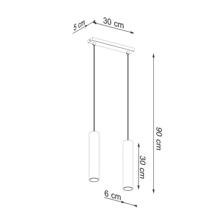 Lampe Suspendue Long Cylindre 2 or poli