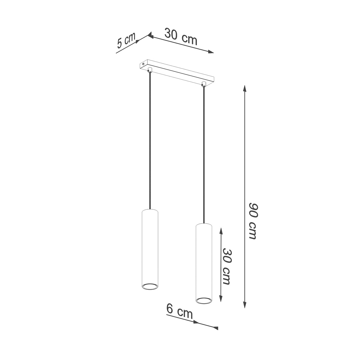 Lampe Suspendue Long Cylindre 2 or poli