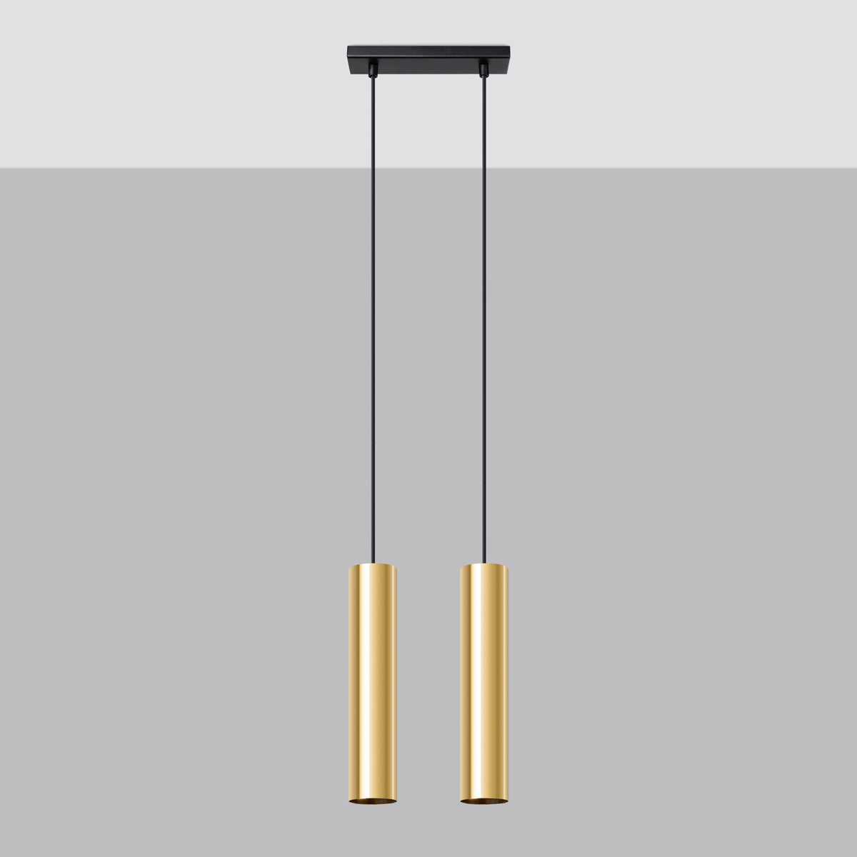 Long Cylinder Pendant Lamp 2 Polished Gold