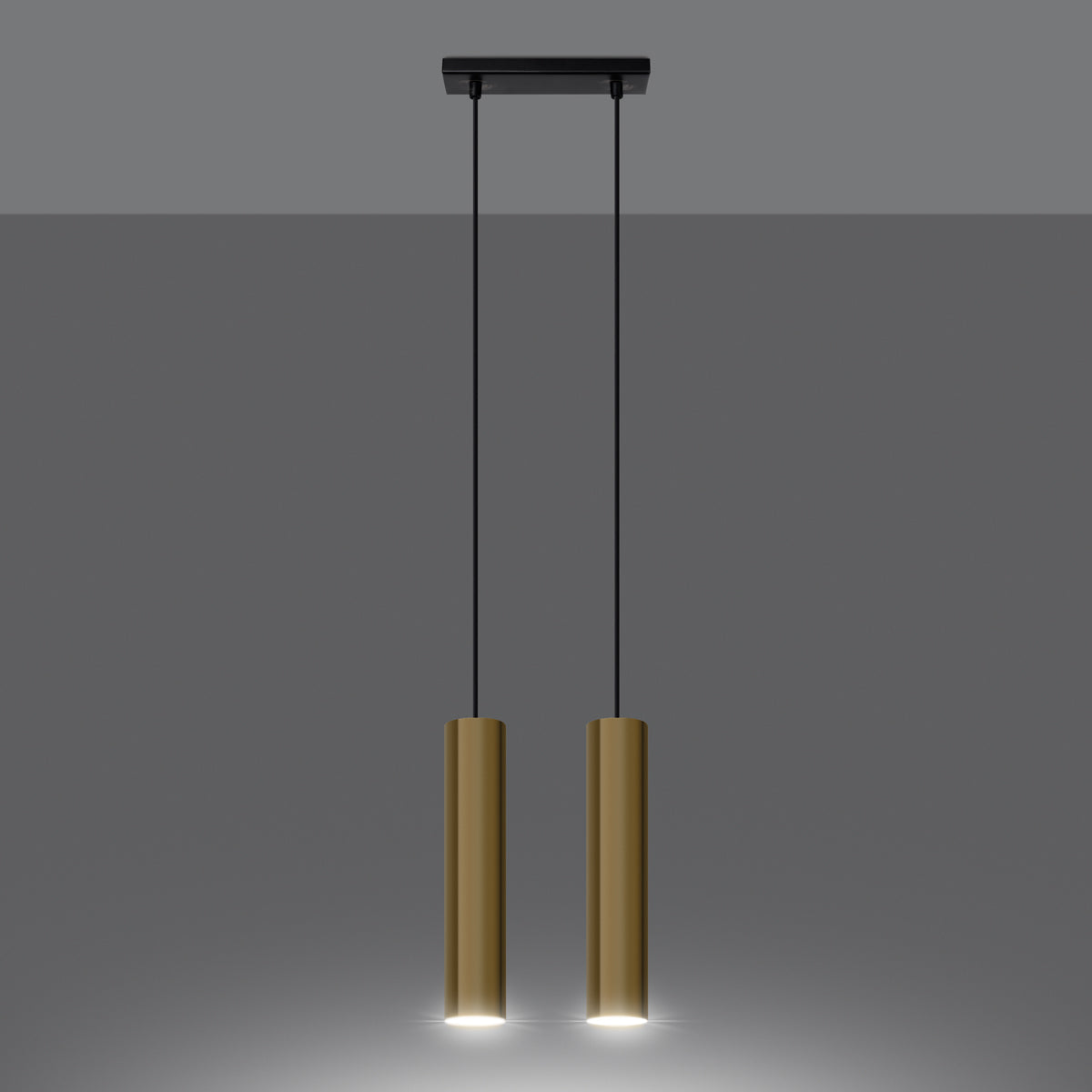 Long Cylinder Pendant Lamp 2 Polished Gold