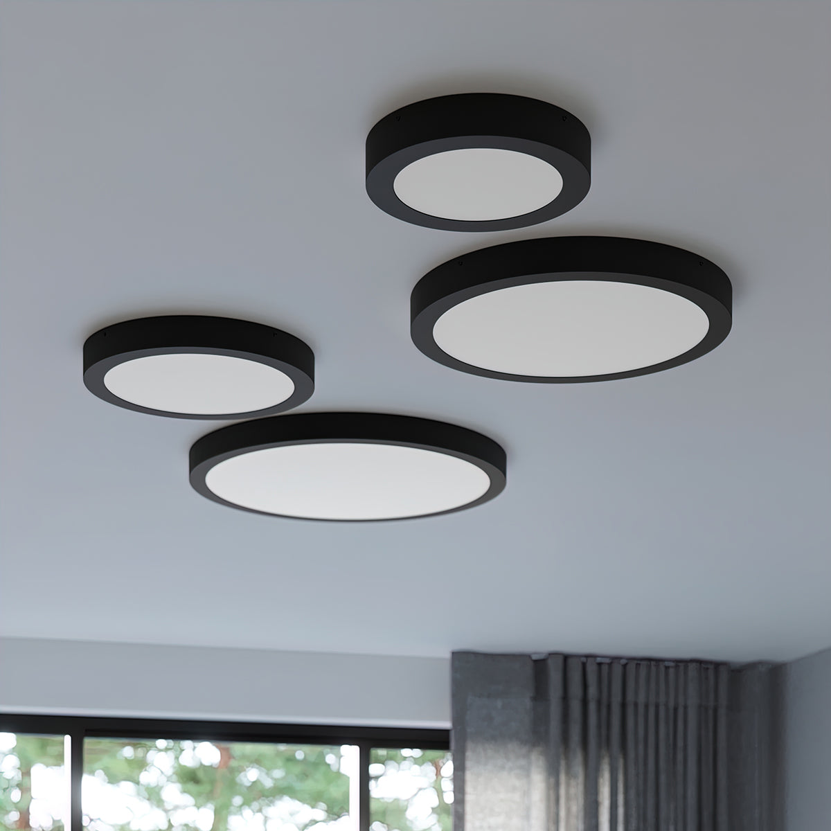 Modern Circle Ceiling Light 40 Black LED 3000K