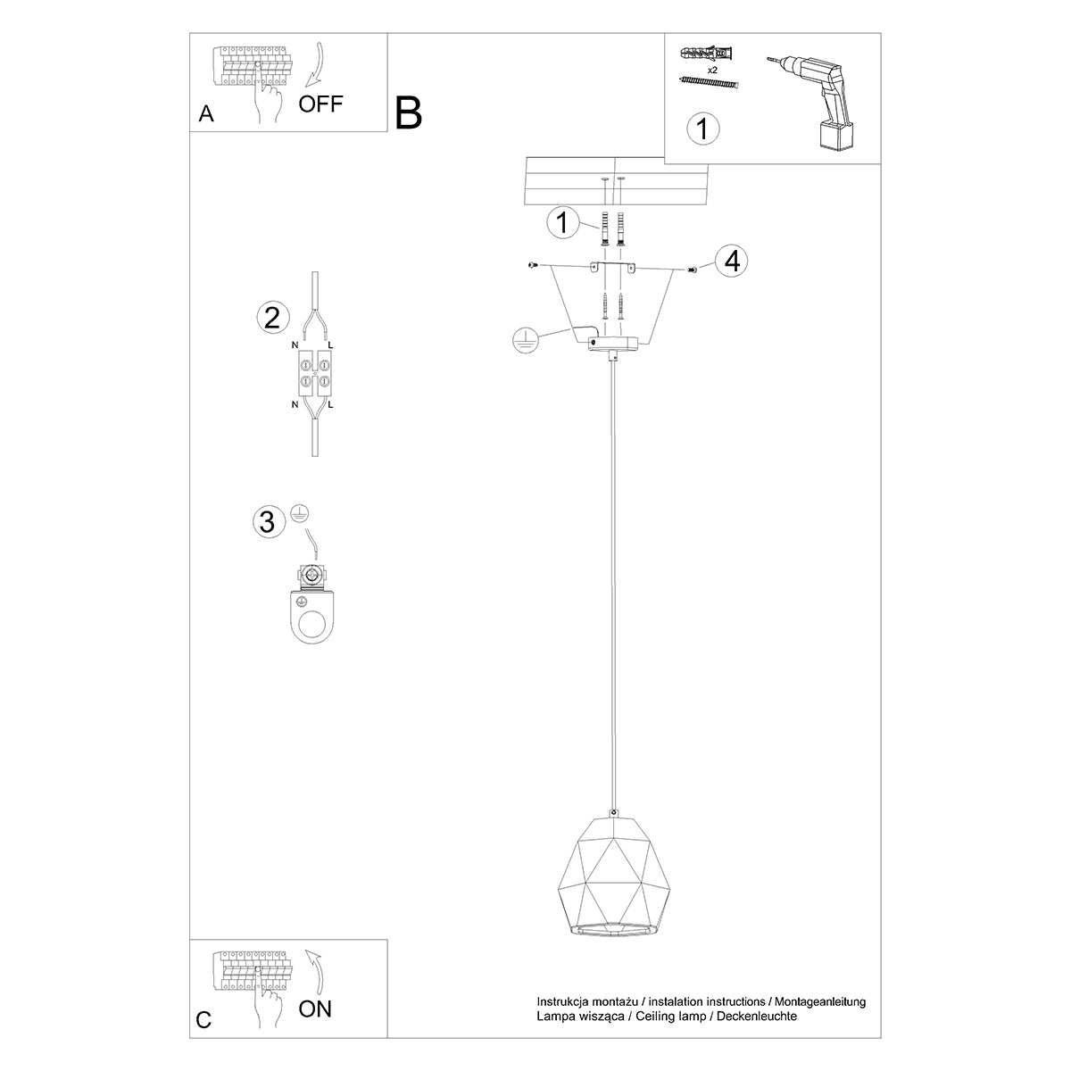 Suspension Géométrique en céramique Mint