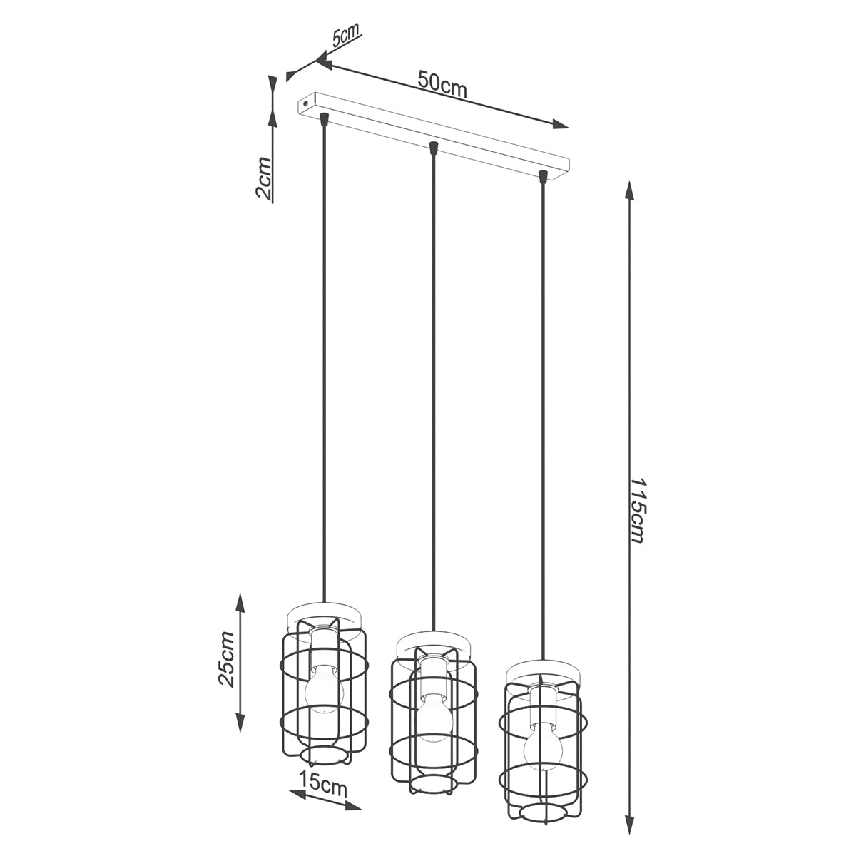 Industrielle Käfig-Pendelleuchte 3L