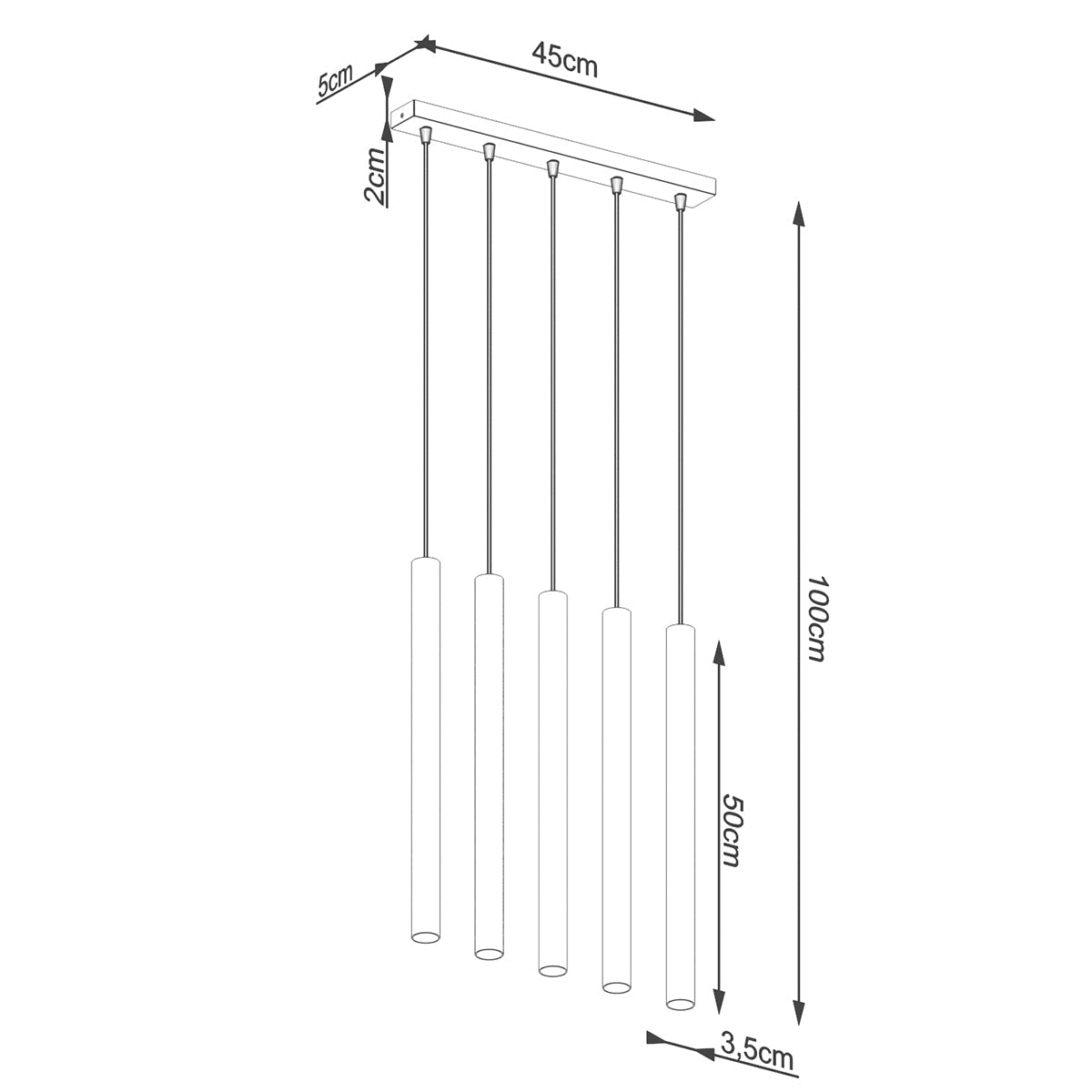 Lampe suspendue Halo 5L bois