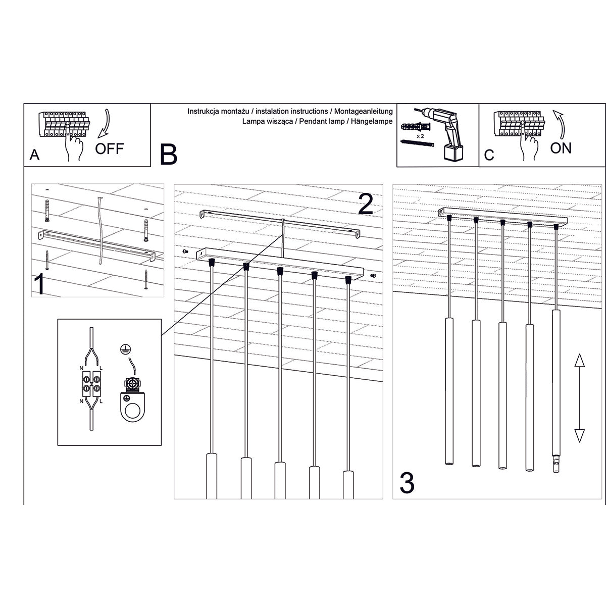 Lampe suspendue Halo 5L bois