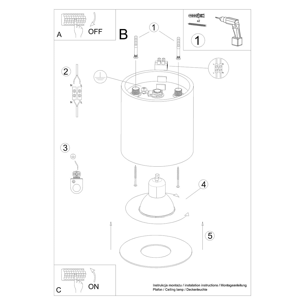 Plafonnier Cylindre Intemporel blanc