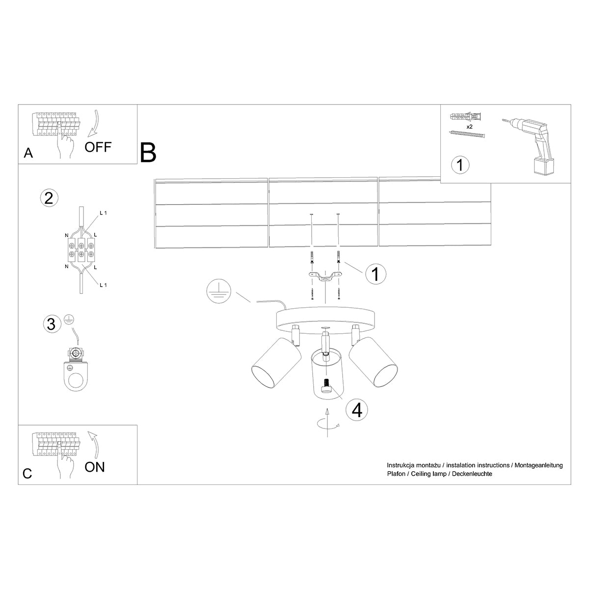 3P White Wood and Metal Design Ceiling Light