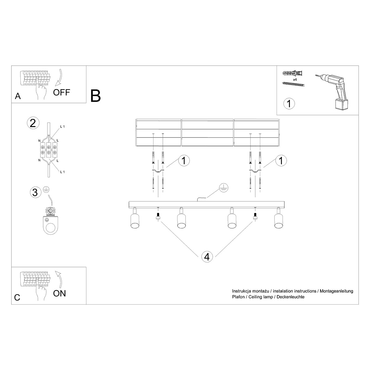 Wood and Metal Design Ceiling Light 4 white