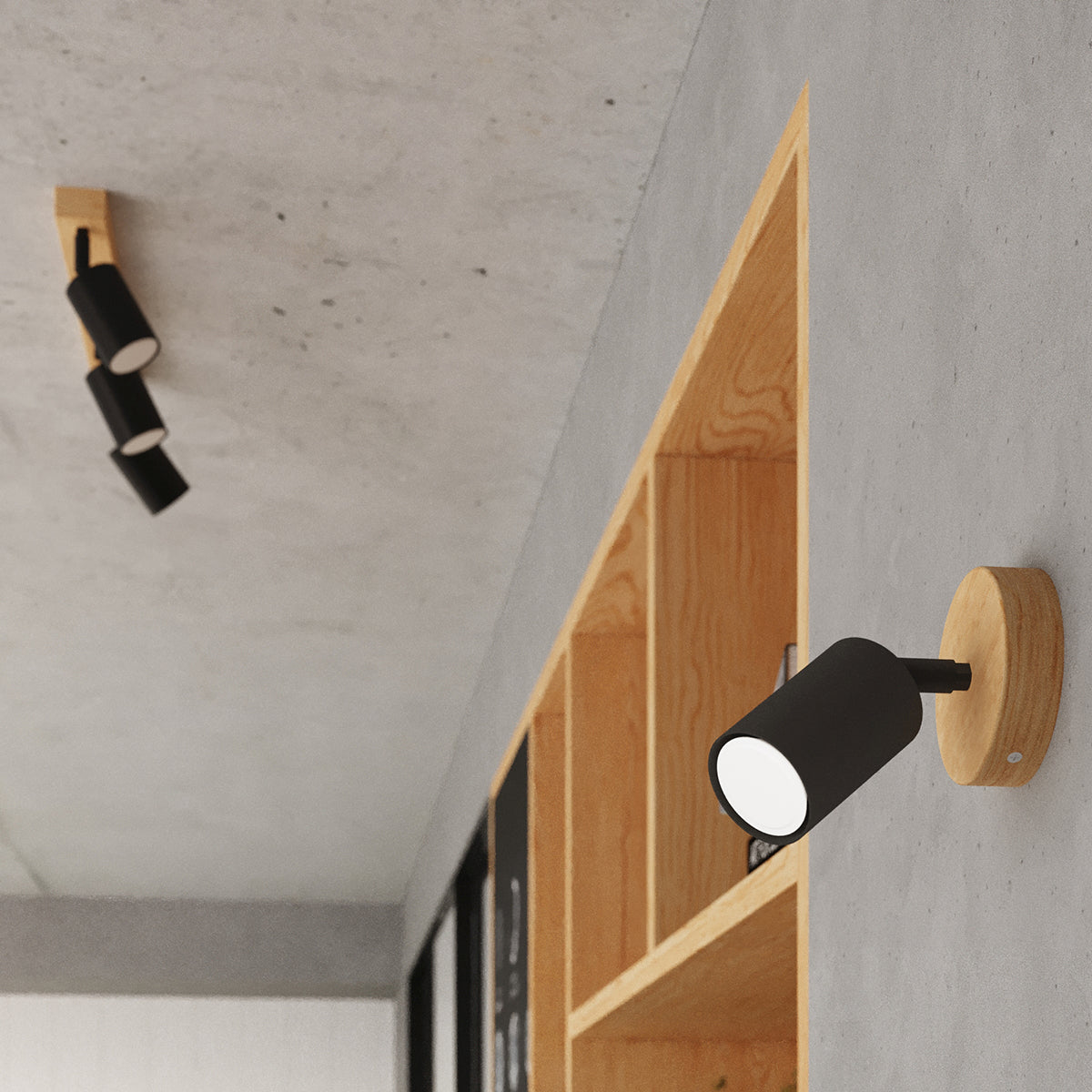 3P Black Wood and Metal Design Ceiling Light