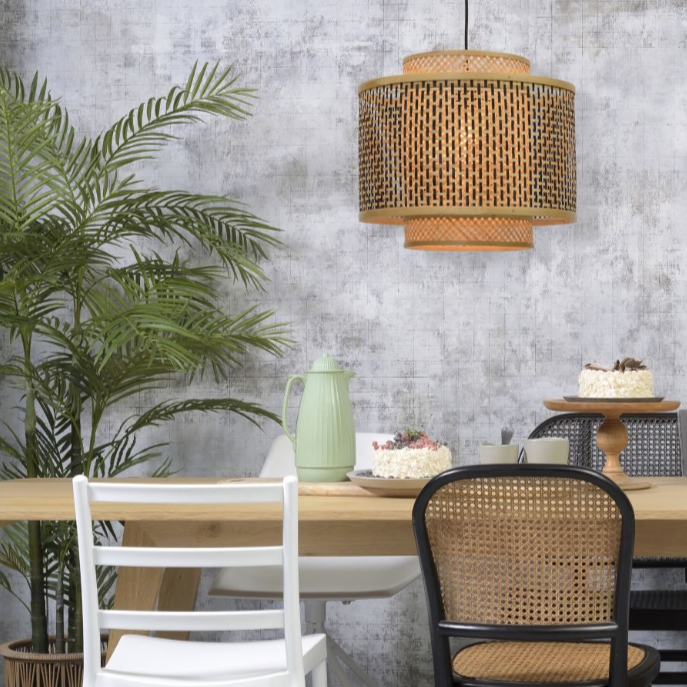 Suspension Bhutan Bambou Noir et Naturel Ø40cm