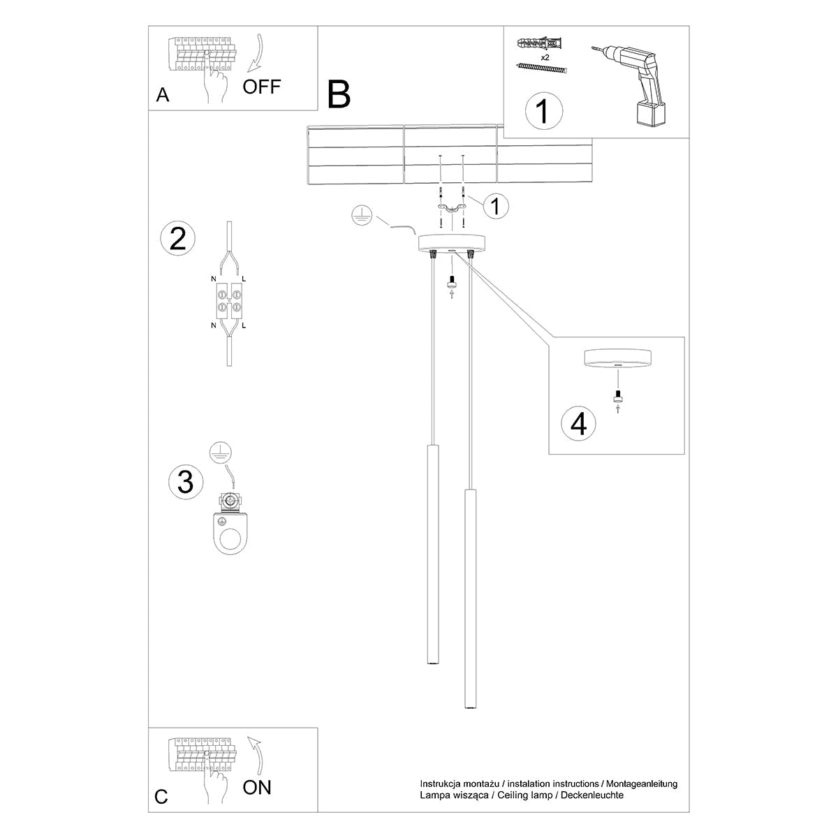 Lampe suspendue Halo 2 noir