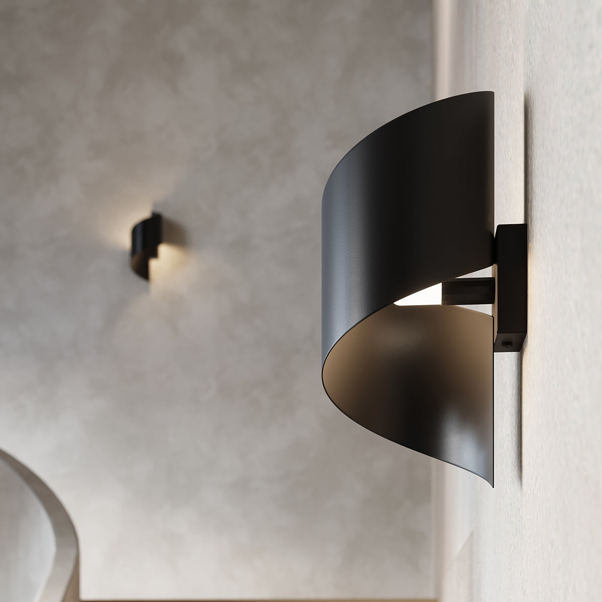 Vortex Black Steel Wall Light