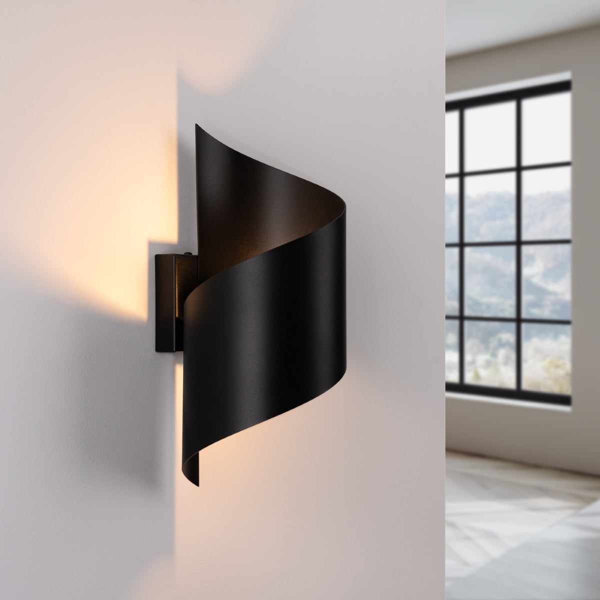 Vortex Black Steel Wall Light