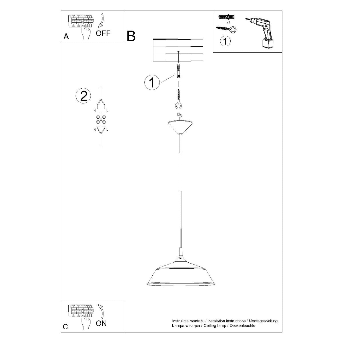 Pur Frika white hanging lamp