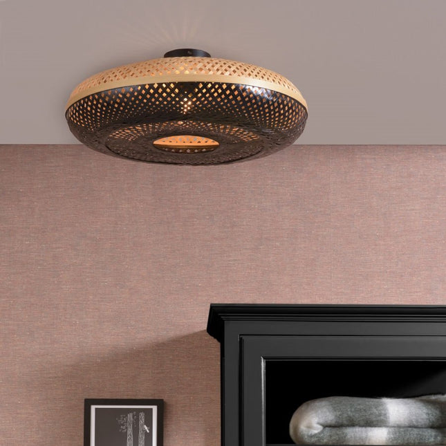 Plafonnier Palawan Bambou Noir et Naturel 60 cm