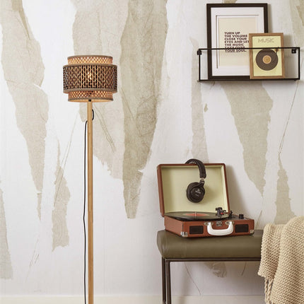 Lampadaire Bhutan Bambou Naturel et Noir 130 cm