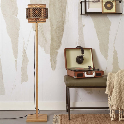 Bhutan Stehlampe aus natürlichem und schwarzem Bambus 130 cm