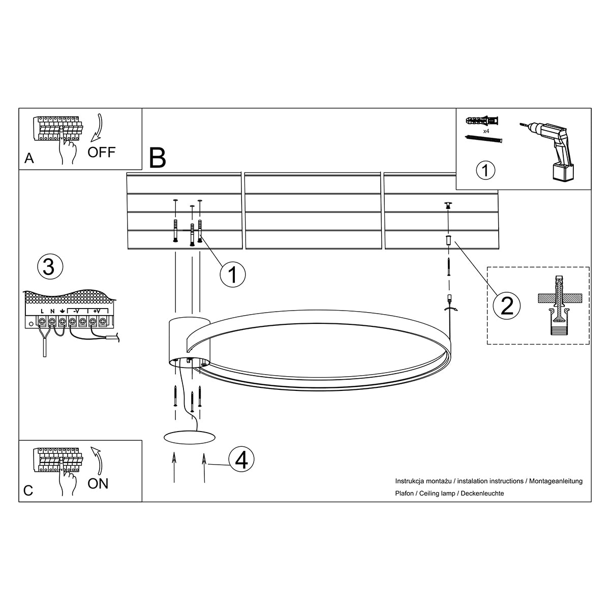 Ceiling light Ring Solis 110 white 3000K