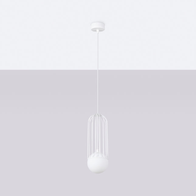 Lampe suspendue Sphère en Cage 1 blanc