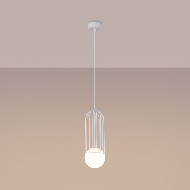 Lampe suspendue Sphère en Cage 1 blanc
