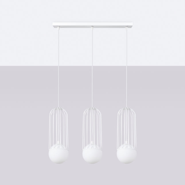Lampe suspendue Sphère en Cage 3L blanc
