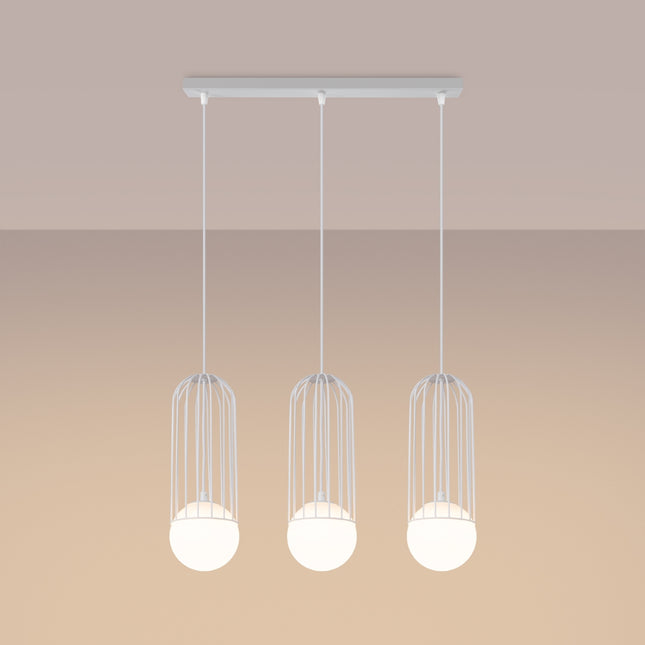 Lampe suspendue Sphère en Cage 3L blanc