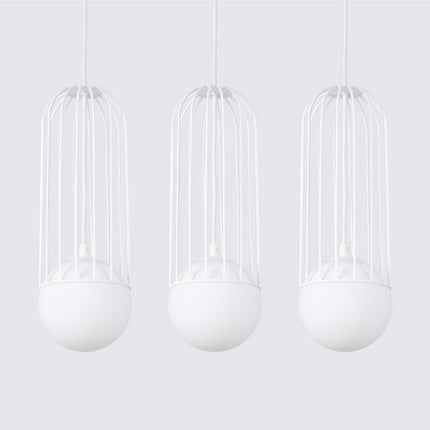 Lampe suspendue Sphère en Cage 3L blanc