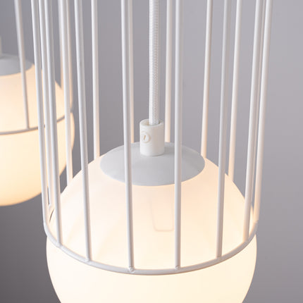 Lampe suspendue Sphère en Cage 3L blanc