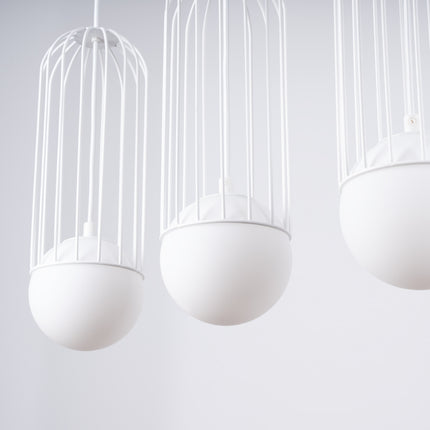 Lampe suspendue Sphère en Cage 3L blanc