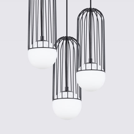 Hanging lamp Sphere in Cage 3P black
