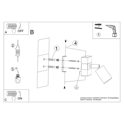 Applique Socle Bois Réglable noir