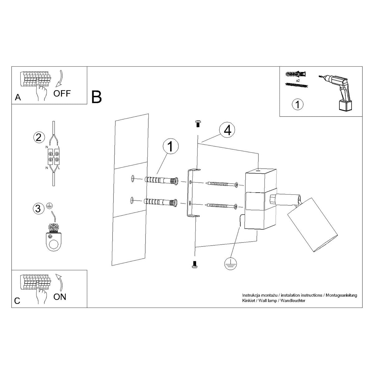 Applique Socle Bois Réglable noir