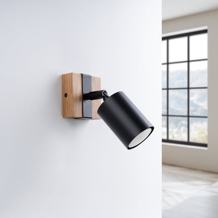 Applique Socle Bois Réglable noir