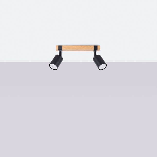 Plafonnier Socle Bois Réglable 2 noir