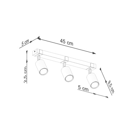 Plafonnier Socle Bois Réglable 3 noir